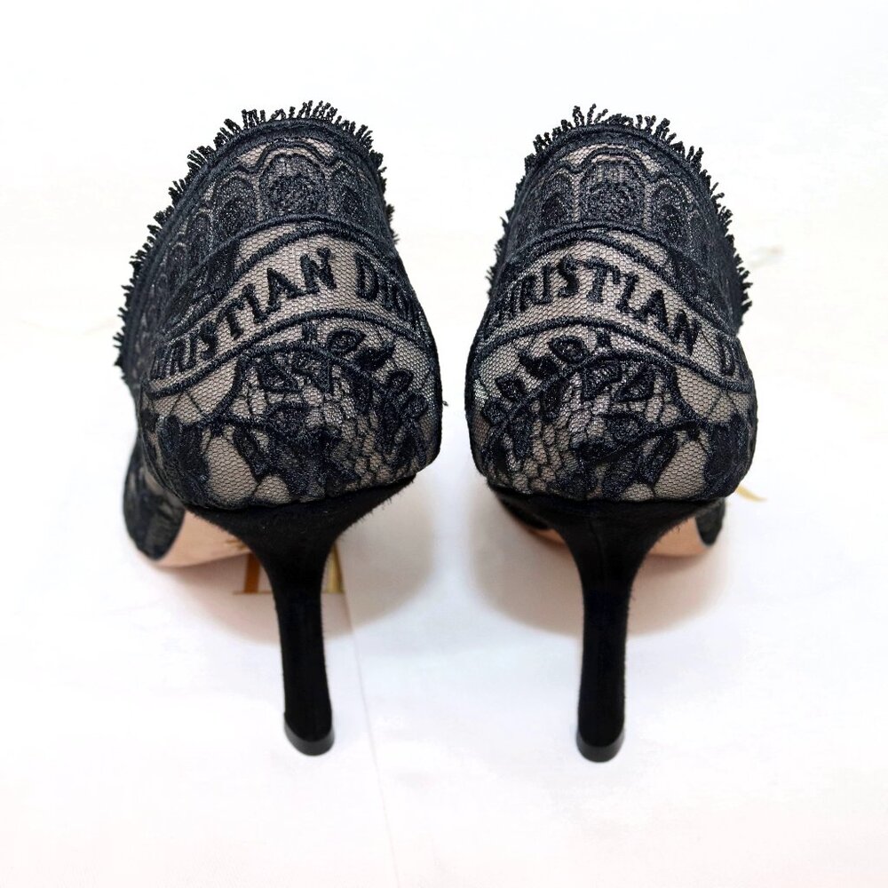 Christian Dior 37.5 Capture Illusion Roses Lace Ember Black Stiletto Heels - Picture 7 of 16